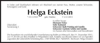 Traueranzeige von Helga Eckstein von Pegnitz-Zeitung